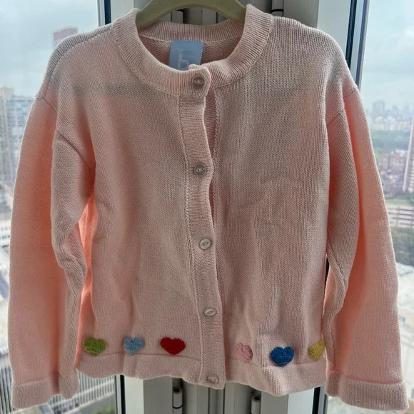 Bella Bliss Pink Appliqué Heart Cardigan, sz 4, EUC - Picture 2 of 4